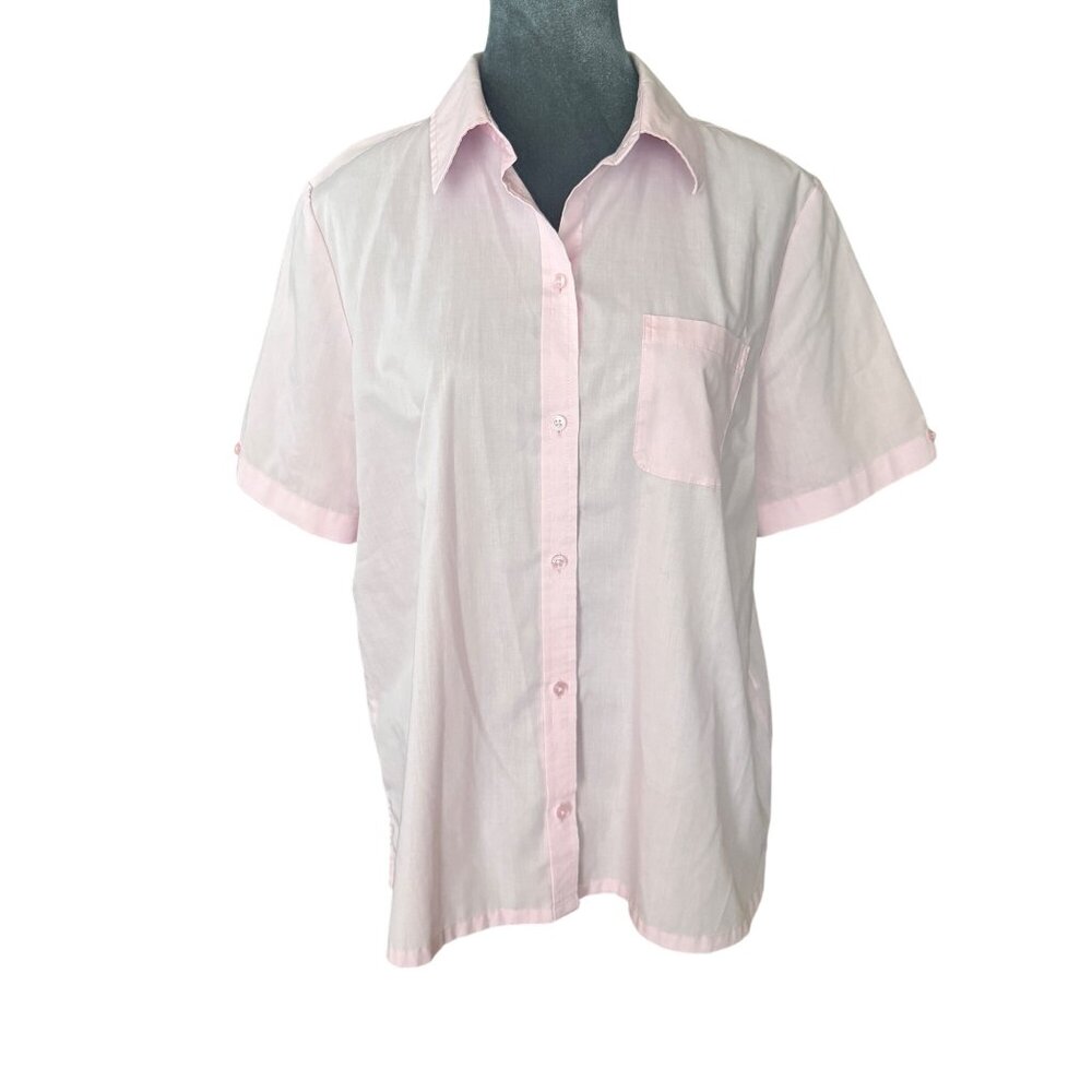 Foxcroft For Appleseeds Womens Wrinkle-Free Pink Button-Down Shirt Size 12